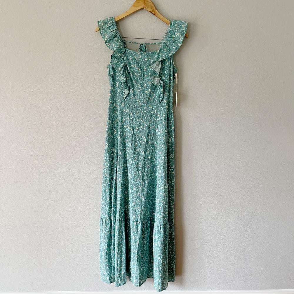 a.n.a Green Midi Sundress Square Neck Wedding Guest